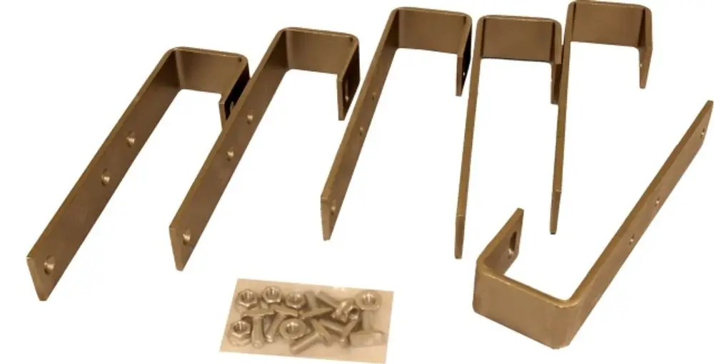 Aluplus Set mit sechs Schiefer-Haken in silberner Farbe von Wolf. Enthält verschiedene Haken mit Montagezubehör in einer transparenten Verpackung.